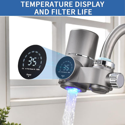 A01M LED Display Faucet Water Filter - Advanced Water Purifier for Lead, Chlorine & Heavy Metals Removal | Dual Water Mode & UV Blue Light Technology for Clean, Fresh Water