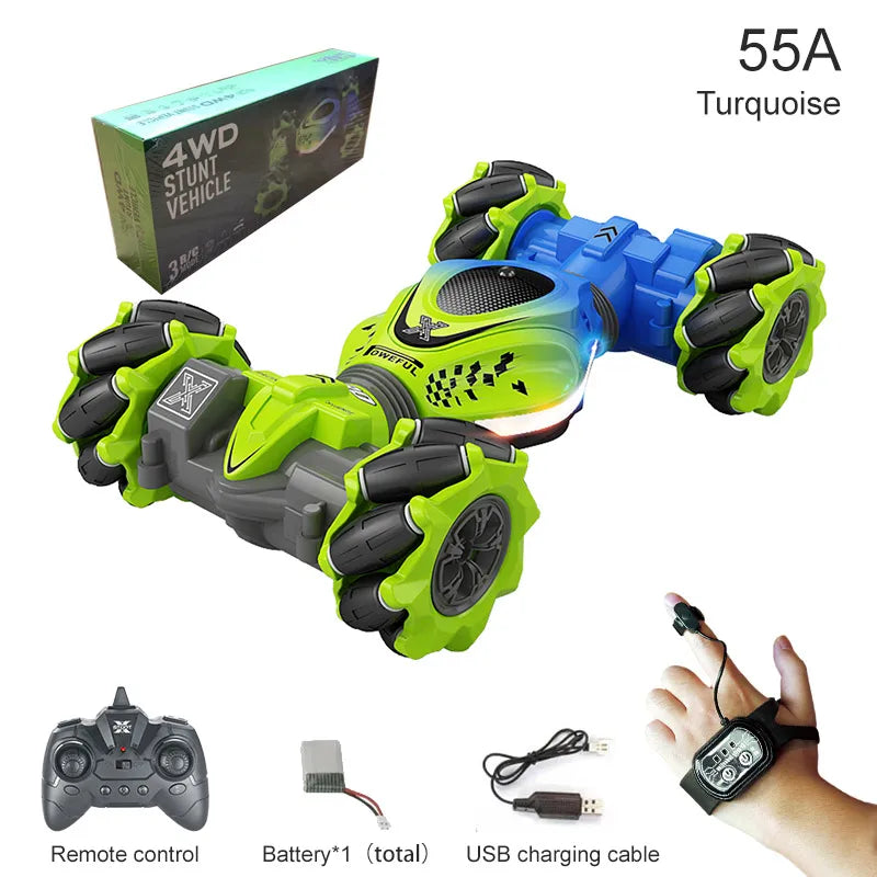 Gesture RC Car, 2.4GHz 4WD Gesture Sensing RC Stunt Car Toys for 6-12 Years Old Boys Girls, Hand Controlled Remote Drift Twist Offroad 360° Rotation with Lights Music for Birthday Gifts