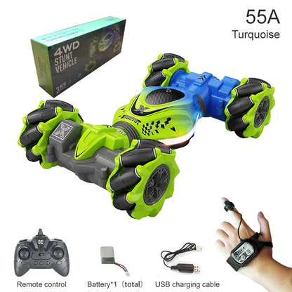Gesture RC Car, 2.4GHz 4WD Gesture Sensing RC Stunt Car Toys for 6-12 Years Old Boys Girls, Hand Controlled Remote Drift Twist Offroad 360° Rotation with Lights Music for Birthday Gifts
