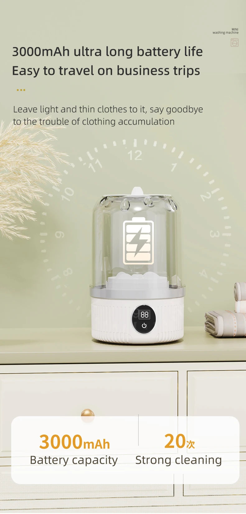 Wireless washing machine portable underwear cleaner 1L mini Socks Washing Machine Dehydratable Laundry Bucket
