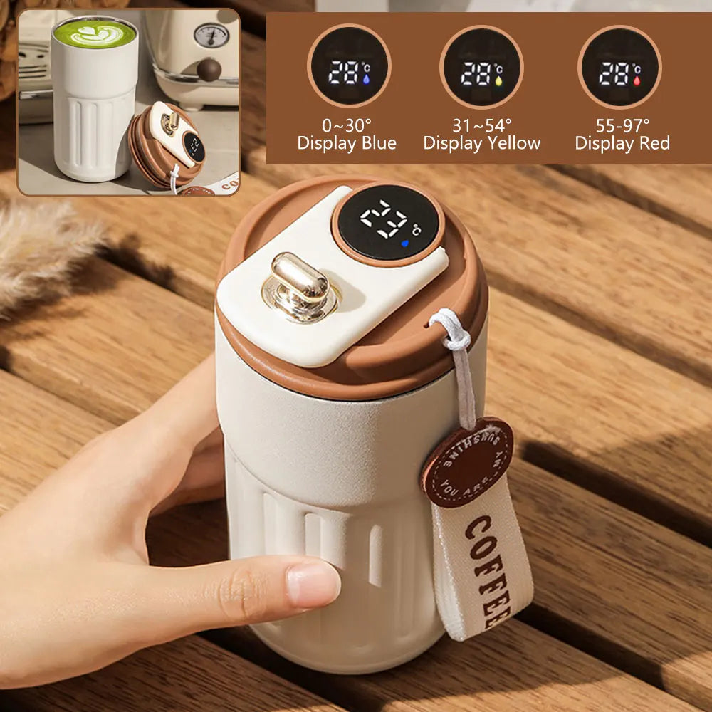 Coffee Mug Hot & Cold Smart Thermos  LED Display, Leak-Proof 316 Stainless Steel Vacuum Flask