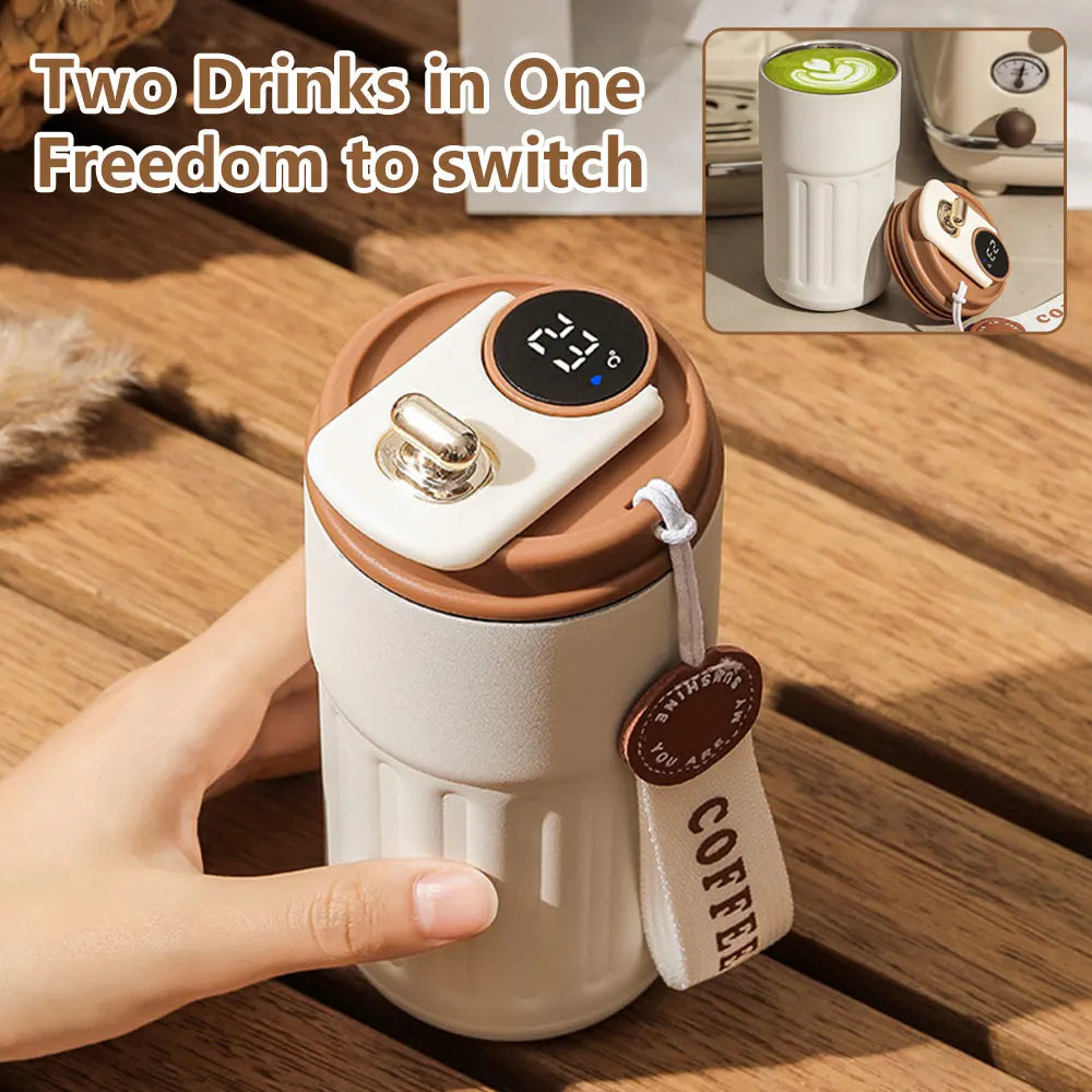 Coffee Mug Hot & Cold Smart Thermos  LED Display, Leak-Proof 316 Stainless Steel Vacuum Flask