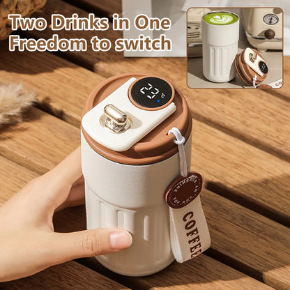 Coffee Mug Hot & Cold Smart Thermos  LED Display, Leak-Proof 316 Stainless Steel Vacuum Flask