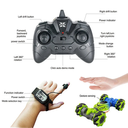 Gesture RC Car, 2.4GHz 4WD Gesture Sensing RC Stunt Car Toys for 6-12 Years Old Boys Girls, Hand Controlled Remote Drift Twist Offroad 360° Rotation with Lights Music for Birthday Gifts