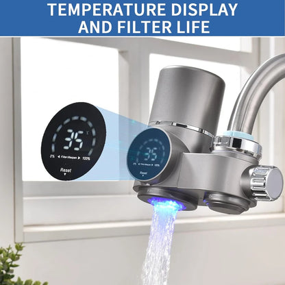A01M LED Display Faucet Water Filter - Advanced Water Purifier for Lead, Chlorine & Heavy Metals Removal | Dual Water Mode & UV Blue Light Technology for Clean, Fresh Water