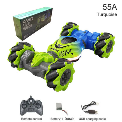 Gesture RC Car, 2.4GHz 4WD Gesture Sensing RC Stunt Car Toys for 6-12 Years Old Boys Girls, Hand Controlled Remote Drift Twist Offroad 360° Rotation with Lights Music for Birthday Gifts