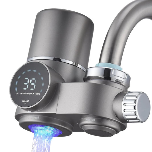 A01M LED Display Faucet Water Filter - Advanced Water Purifier for Lead, Chlorine & Heavy Metals Removal | Dual Water Mode & UV Blue Light Technology for Clean, Fresh Water