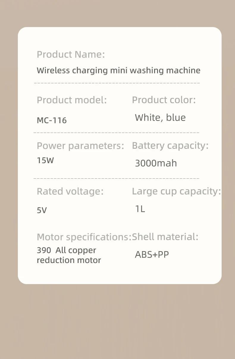 Wireless washing machine portable underwear cleaner 1L mini Socks Washing Machine Dehydratable Laundry Bucket