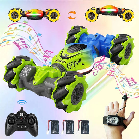 Gesture RC Car, 2.4GHz 4WD Gesture Sensing RC Stunt Car Toys for 6-12 Years Old Boys Girls, Hand Controlled Remote Drift Twist Offroad 360° Rotation with Lights Music for Birthday Gifts