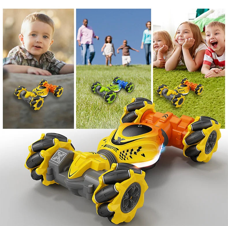 Gesture RC Car, 2.4GHz 4WD Gesture Sensing RC Stunt Car Toys for 6-12 Years Old Boys Girls, Hand Controlled Remote Drift Twist Offroad 360° Rotation with Lights Music for Birthday Gifts